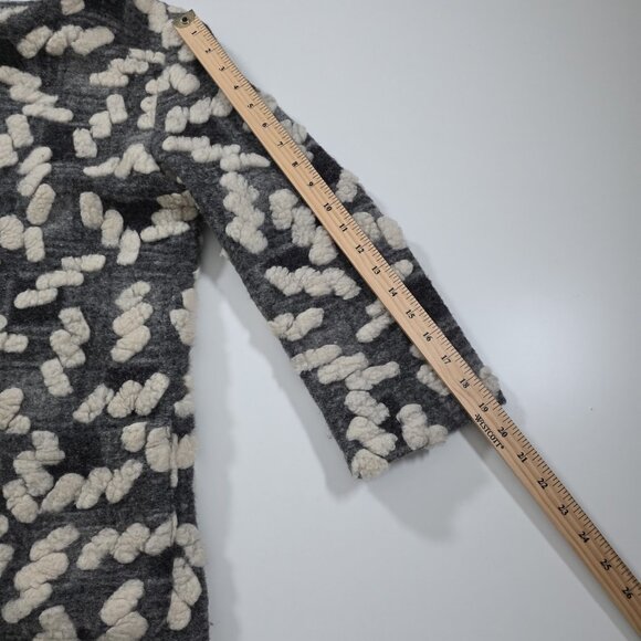 BATIK Cardigan Coatigan Womens L Gray Cream Geo Open Front 3/4 Sleeve Lagenlook - Picture 6 of 15